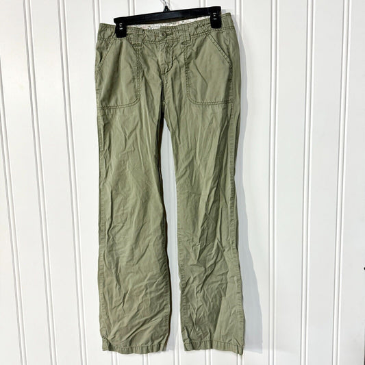 PRANA Jeans Women Size 4 Green Cargo Wide Leg Low Rise Cargo Pocket Outdoors