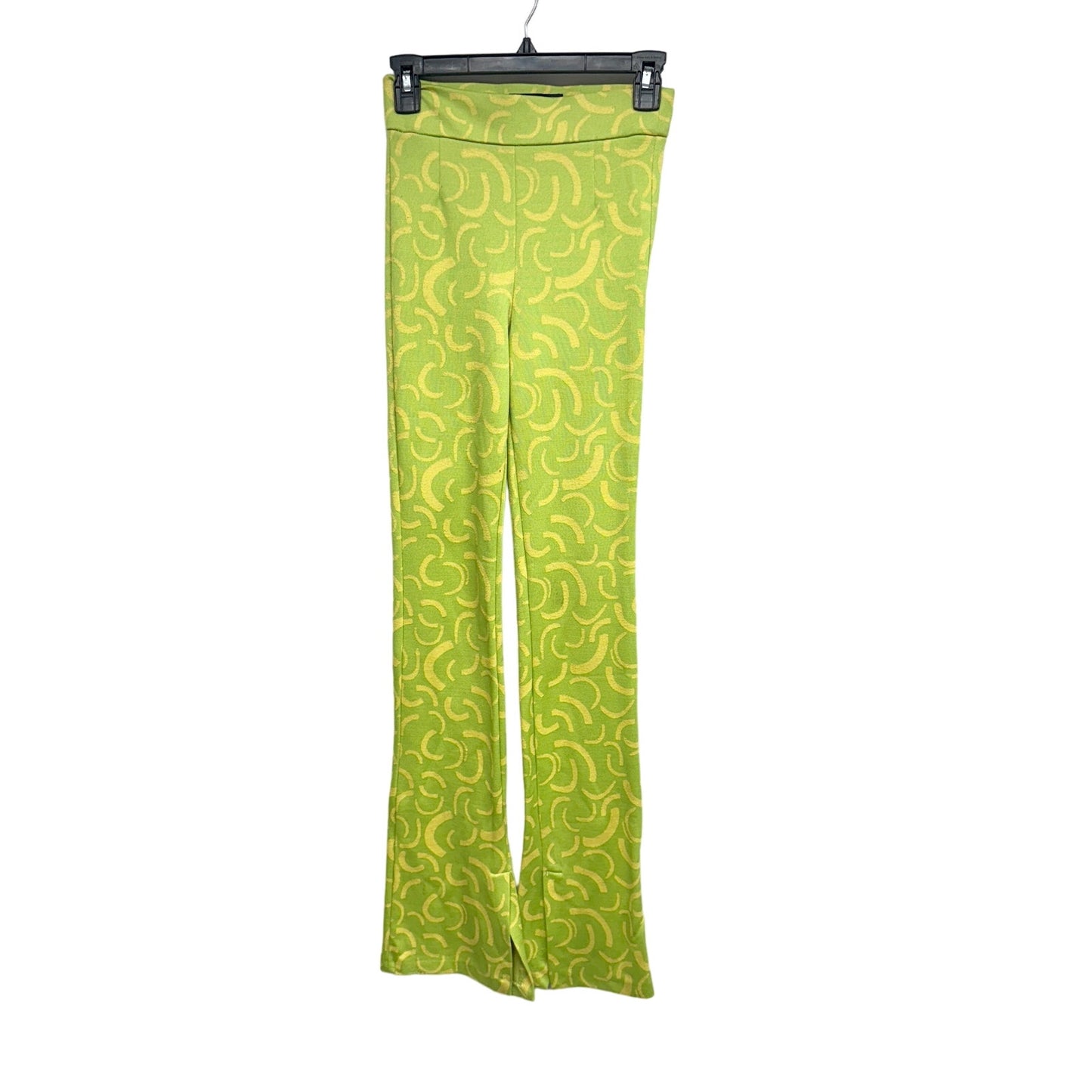 ZARA Women's Jacquard High Waisted 70s Flare Retro 80s Pull On Green Size XS