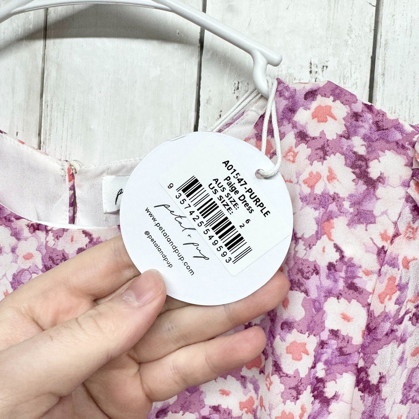 PETALS + PUP Dress Women Size 2 Paige Purple Mini Flared Sleeve Floral Fit Flare