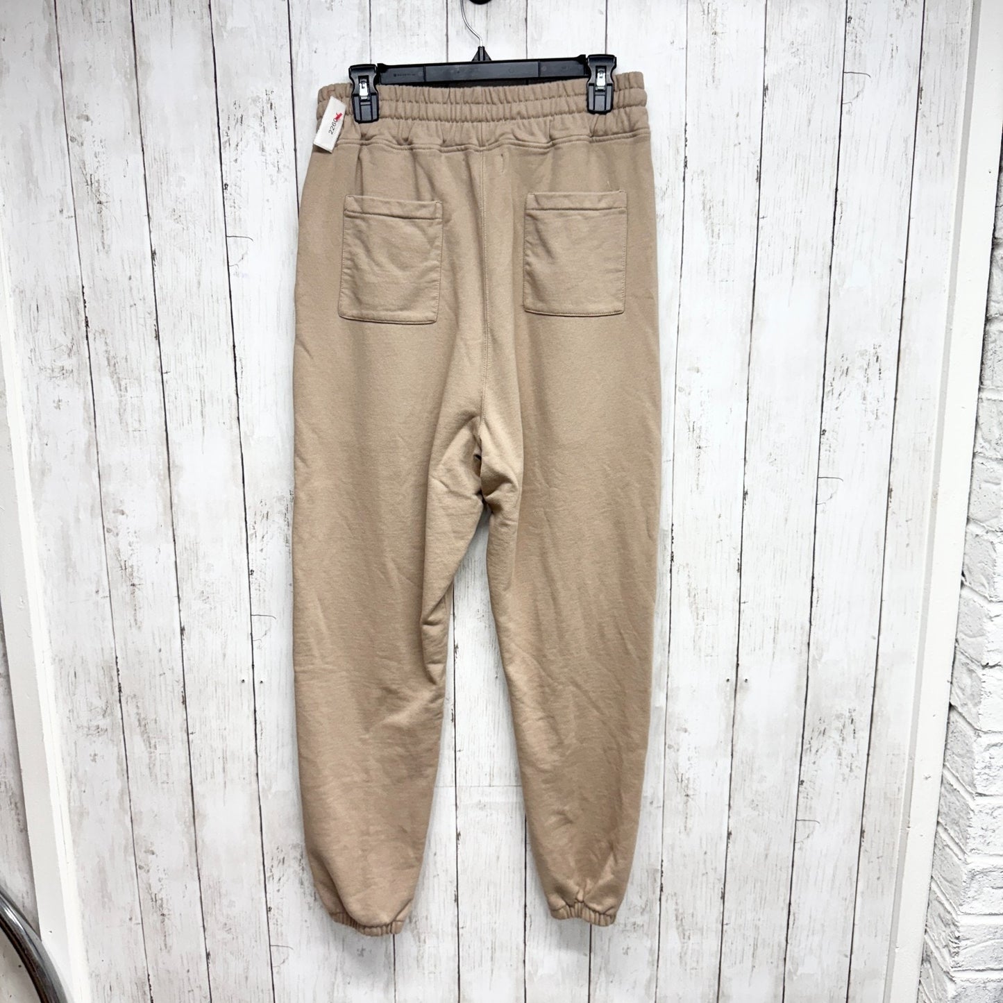 AllSaints Pants Women Size Large Tan Logo Athletic Joggers Elastic Waist Pockets
