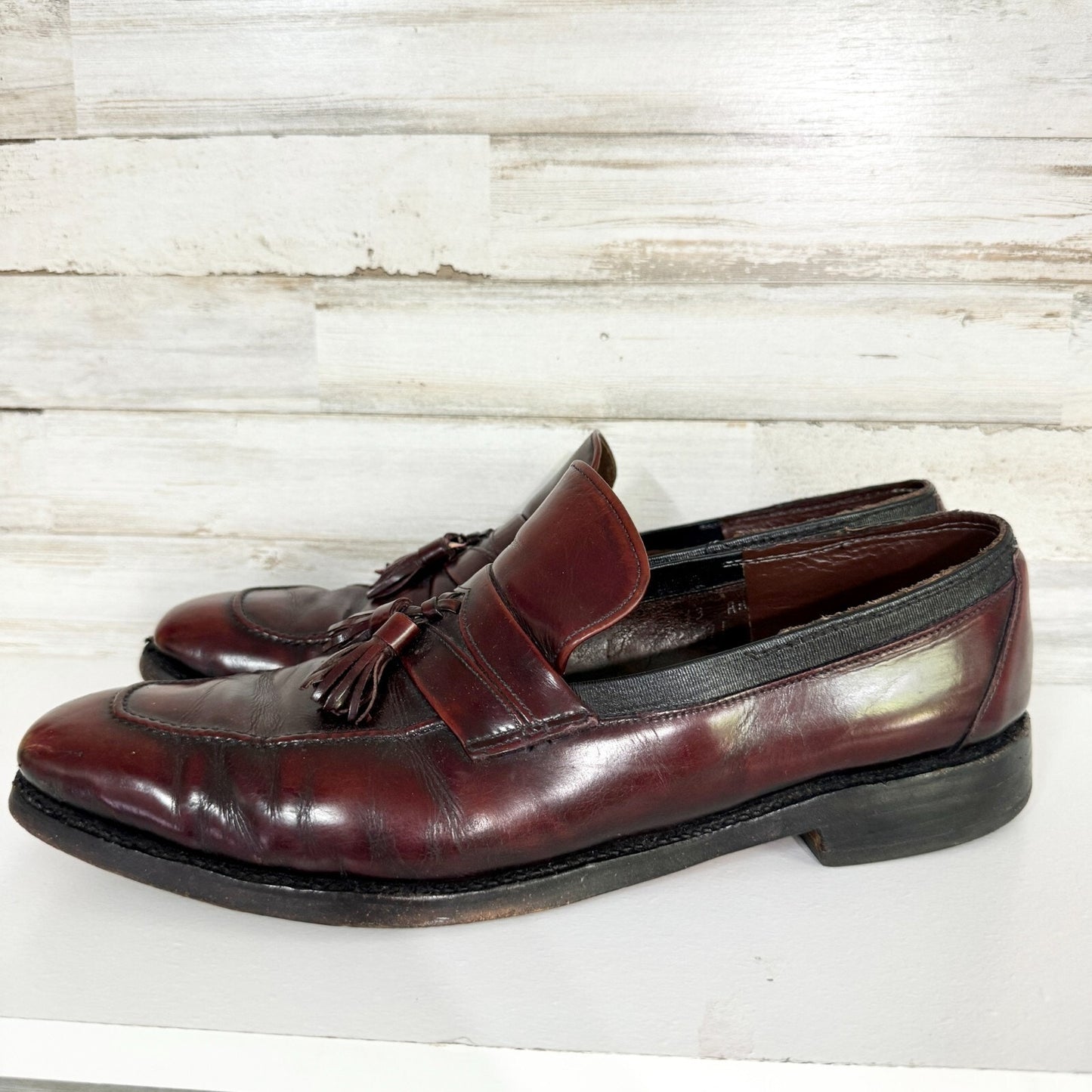 Allen Edmonds Loafers Mens Biscayne 11.5 Burgundy Leather Tassel Shoes Vintage