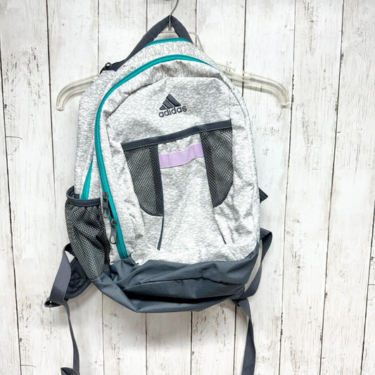 Adidas Backpack Unisex Gray Turquoise Purple Zip Mesh Pockets Travel School Work