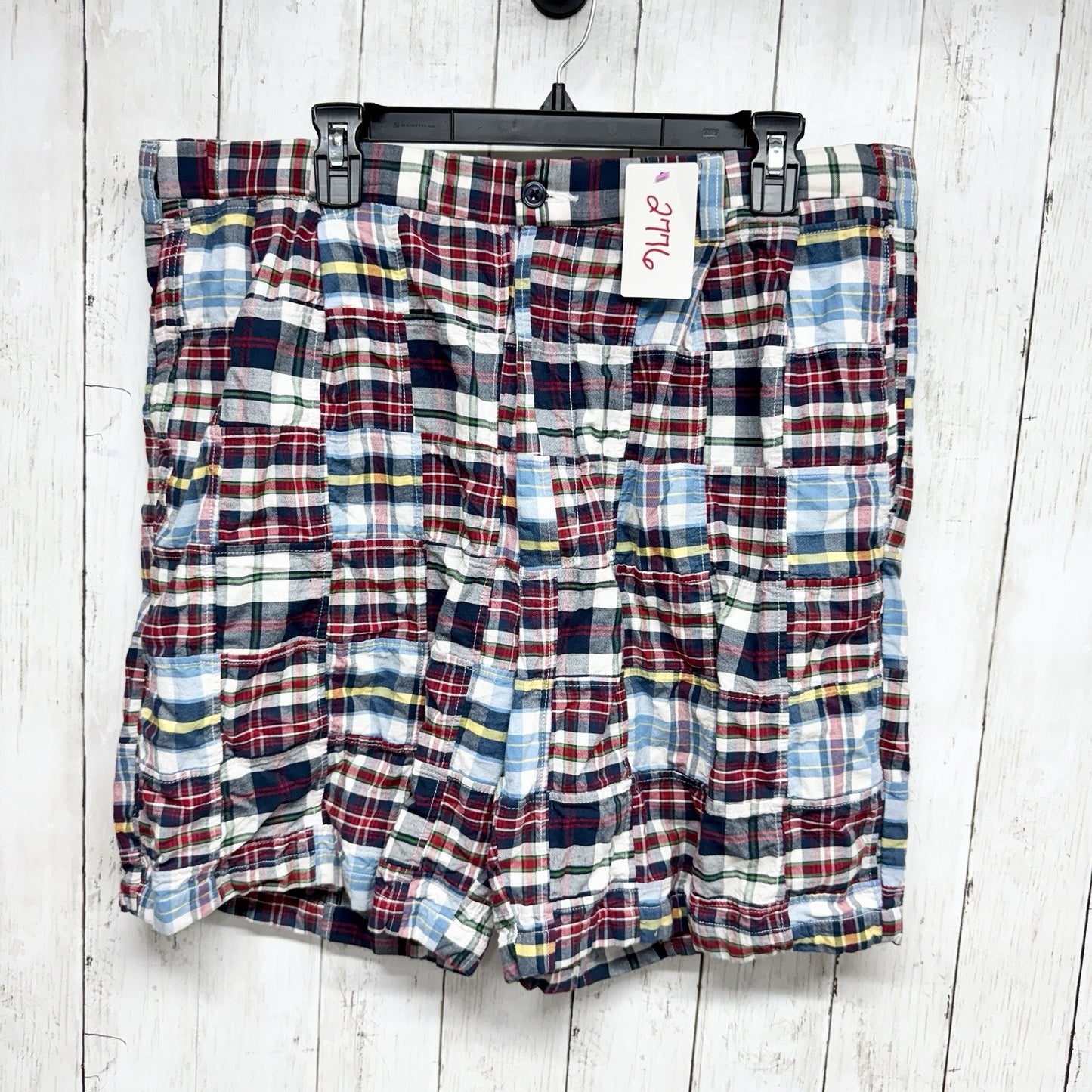 Jos. A. Bank Men Short Size 30 Madras Plaid Patchwork Cotton Chino Shorts Preppy