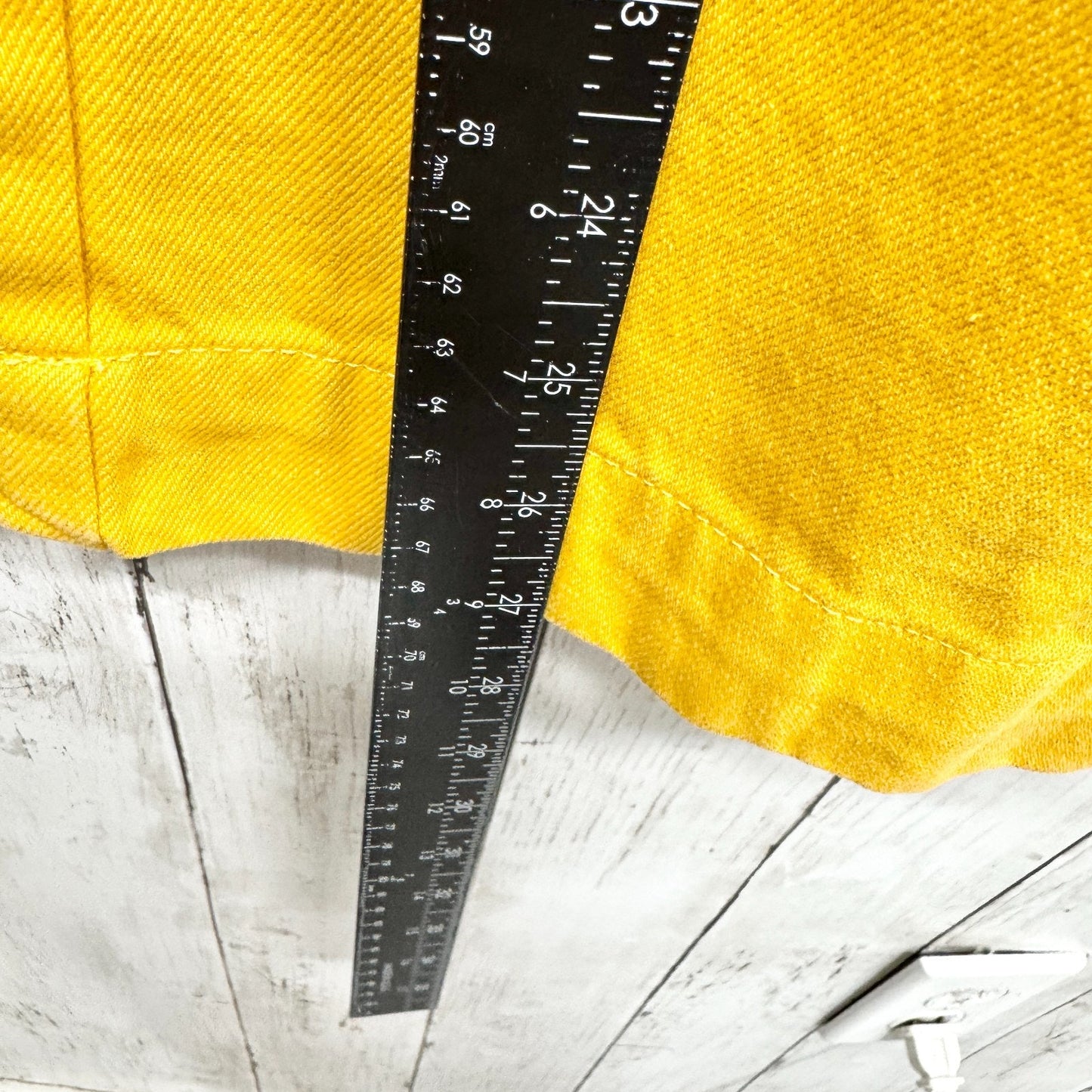Weekday Pants Women Size 42 Vida Denim Trouser Yellow High Rise Zip Fly Pockets