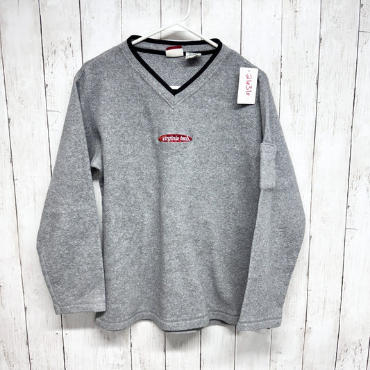 Vtg Red Oak Sweater Women Size Large Gray Fleece VA Tech V-Neck Long Sleeve