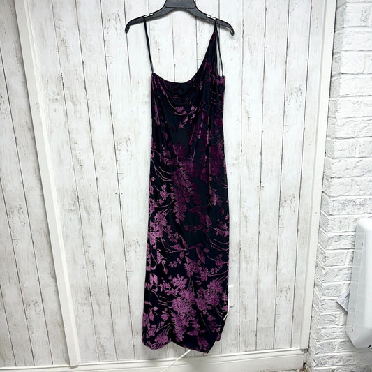 ARIANNA BY RACHEL KAYE Evening Gown One Shoulder Maxi Velvet Purple Floral Slit