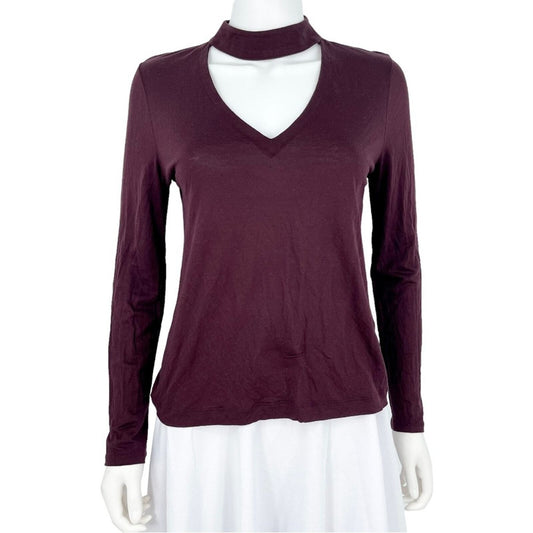 Madewell Halter Neck Long Sleeve Eggplant Choker Blouse Size Medium