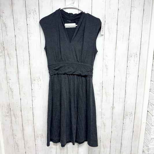 Prana Dress Women Size Small Gray Jersey V-Neck Sleeveless Shirred Waist Mini