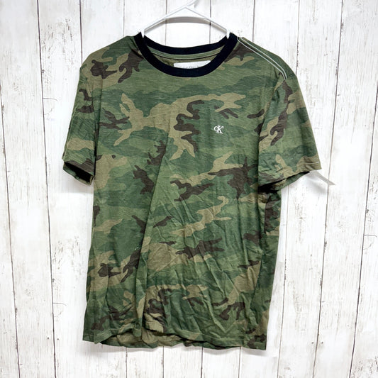 Calvin Klein Jeans Top Women Size Small Camo Cotton Crewneck Short Sleeve Shirt