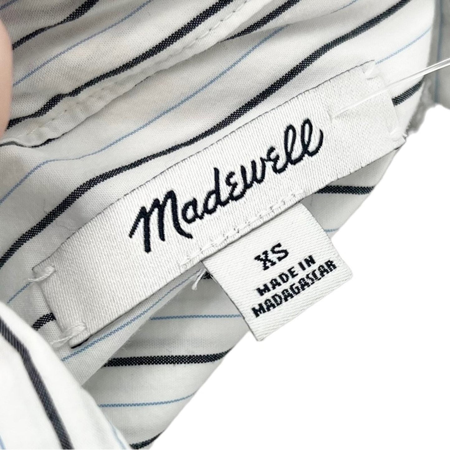 MADEWELL Top Women Size XS Blouse Courier Button Down Back Striped Black & White