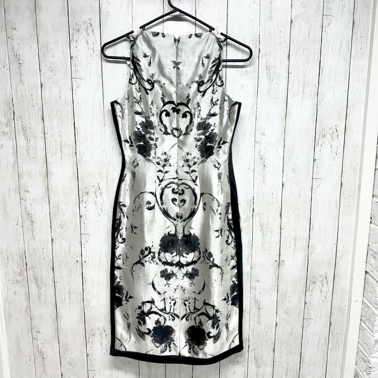 VTG Peggy Jennings Dress Women Size Medium Metallic Sleeveless Mini Floral 80s