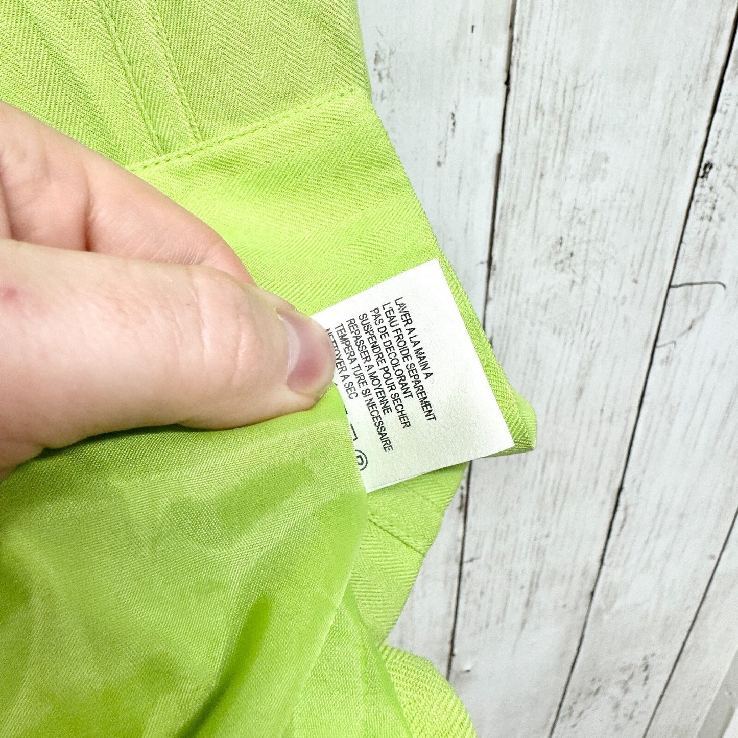 Chico's Jacket Women Size XL Button Bright Green Metallic Thread Windbreaker