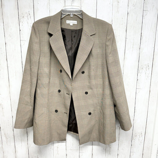 Dress Barn Jacket Women Size 16 Plaid Double Breasted Deep Light Brown Business