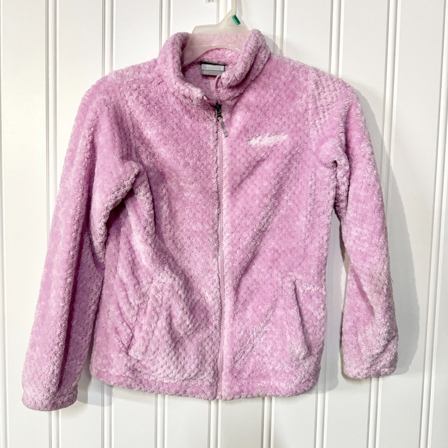 COLUMBIA Jacket LG 14/16 Lavender Pink Girls Sherpa Fleece Style Full Zip
