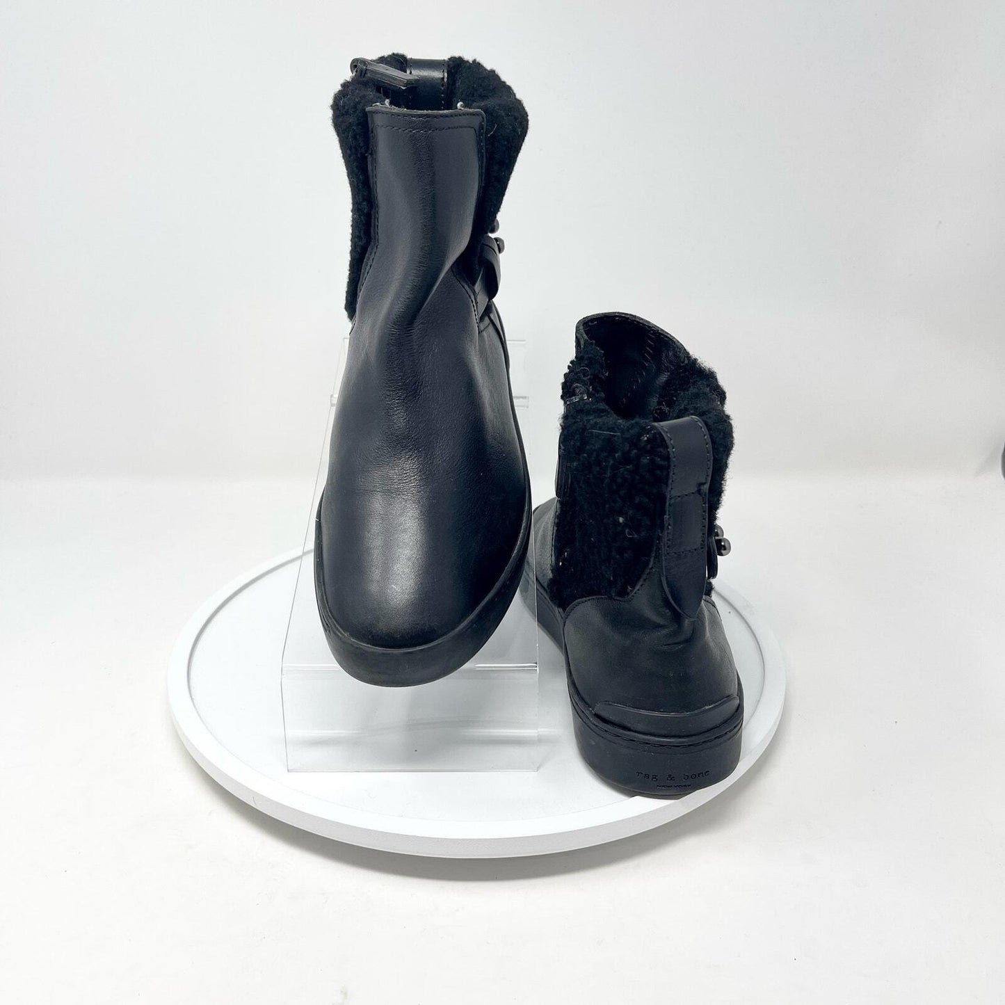 RAG & BONES Boots Women Size 36 / US 5 Shearling Flat Farling Black Zipper Ankle