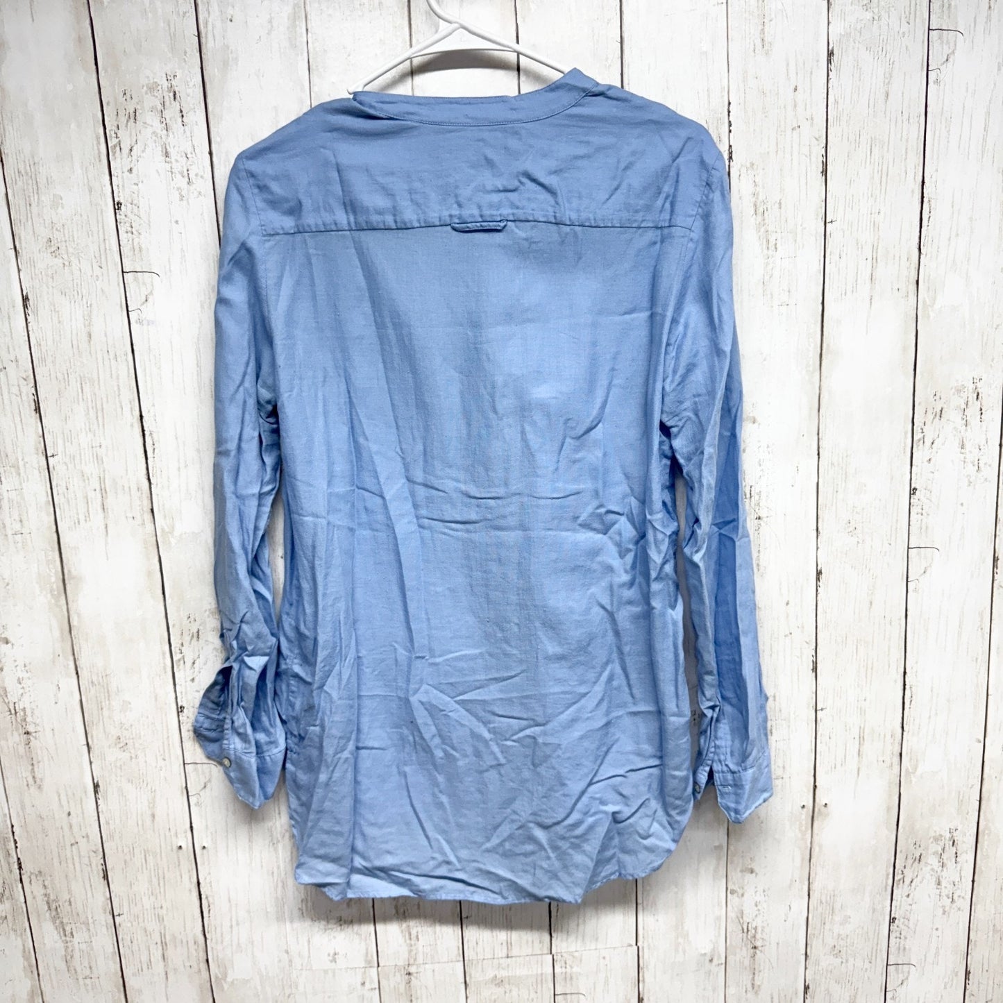 Zara Shirt Women Size Small Light Blue Long Sleeve Button Down Blouse Casual