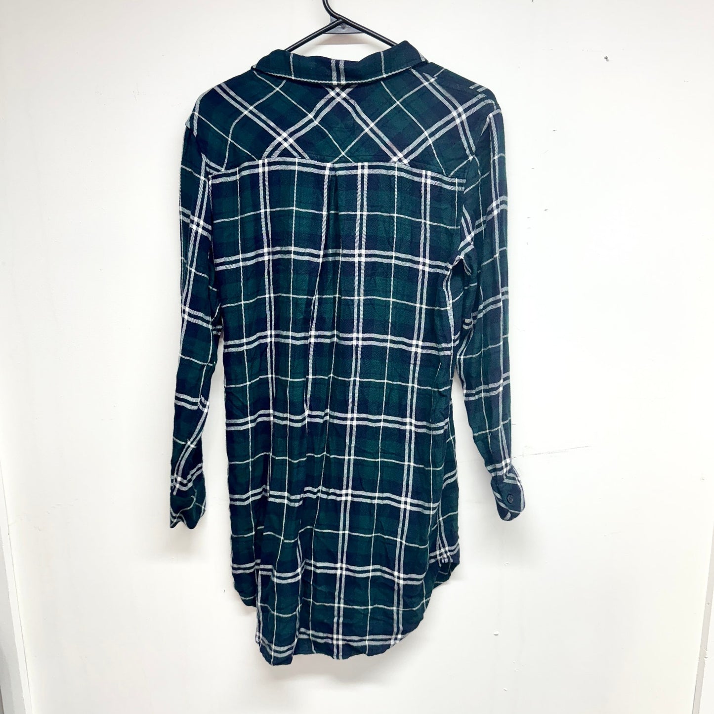 RAILS Bianca Green Navy Blue Plaid Button Front Shift Shirt Dress Size S