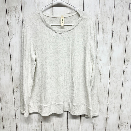 La Crera Sweater Women Size M Off White/ Grey Crewneck Long Sleeve Rayon