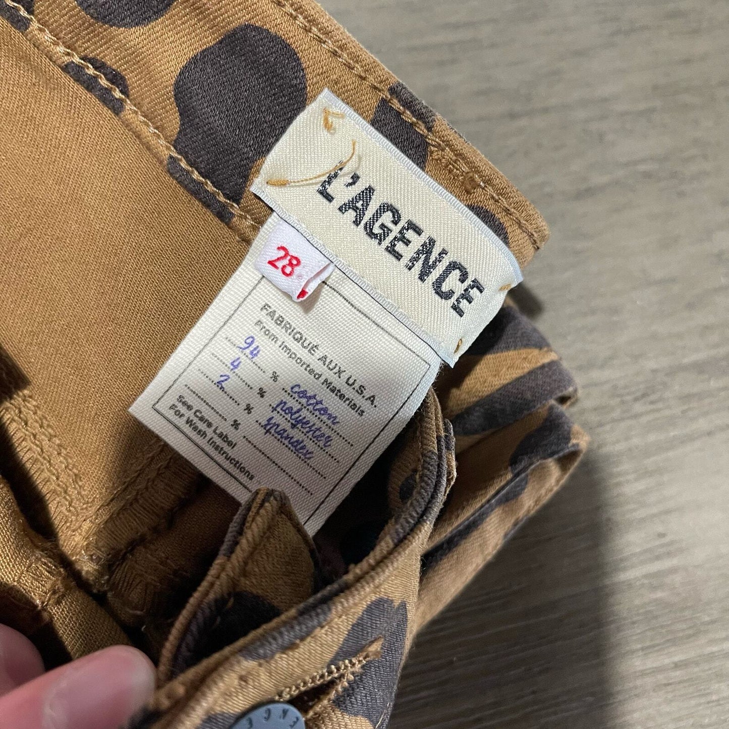 L’agence Margot High Rise Skinny Jeans Spotted Animal Print Sz 28