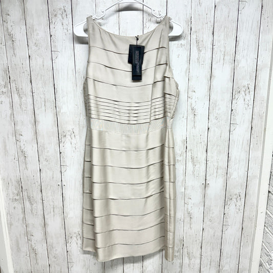 Banana Republic Women Dress 12 Linen Beige White Stripe Sheath Career Cocktail