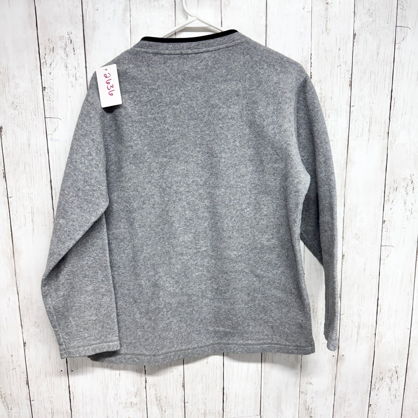 Vtg Red Oak Sweater Women Size Large Gray Fleece VA Tech V-Neck Long Sleeve