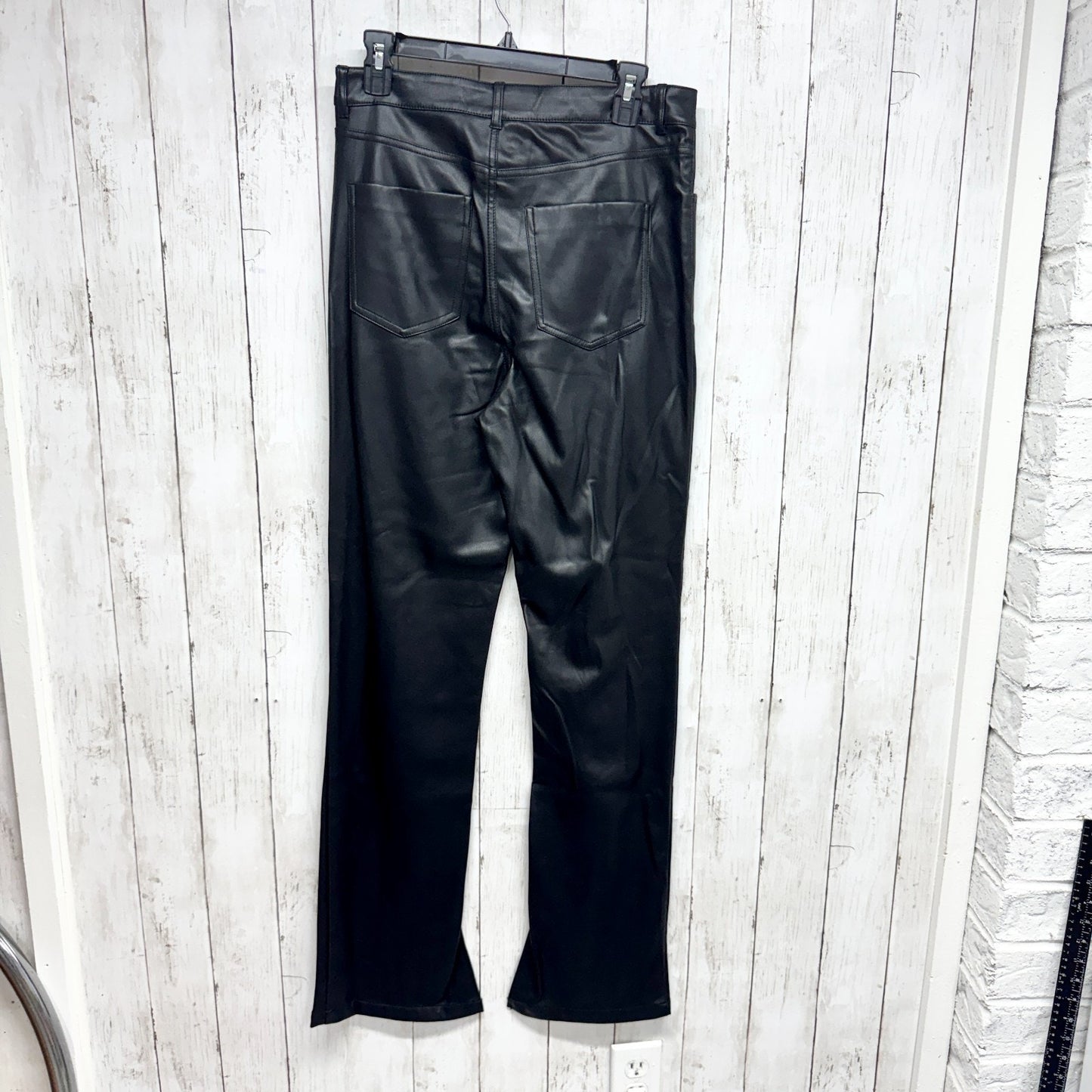 Zara Pant Women Size 8 Black Faux Leather High Rise Straight Zip Fly Pockets NWT