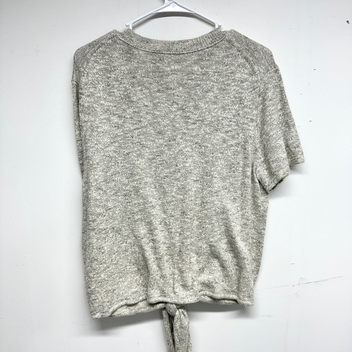 Madewell Top Women's Knot-Front Short Sleeve Knit T-Shirt Gray Size Large