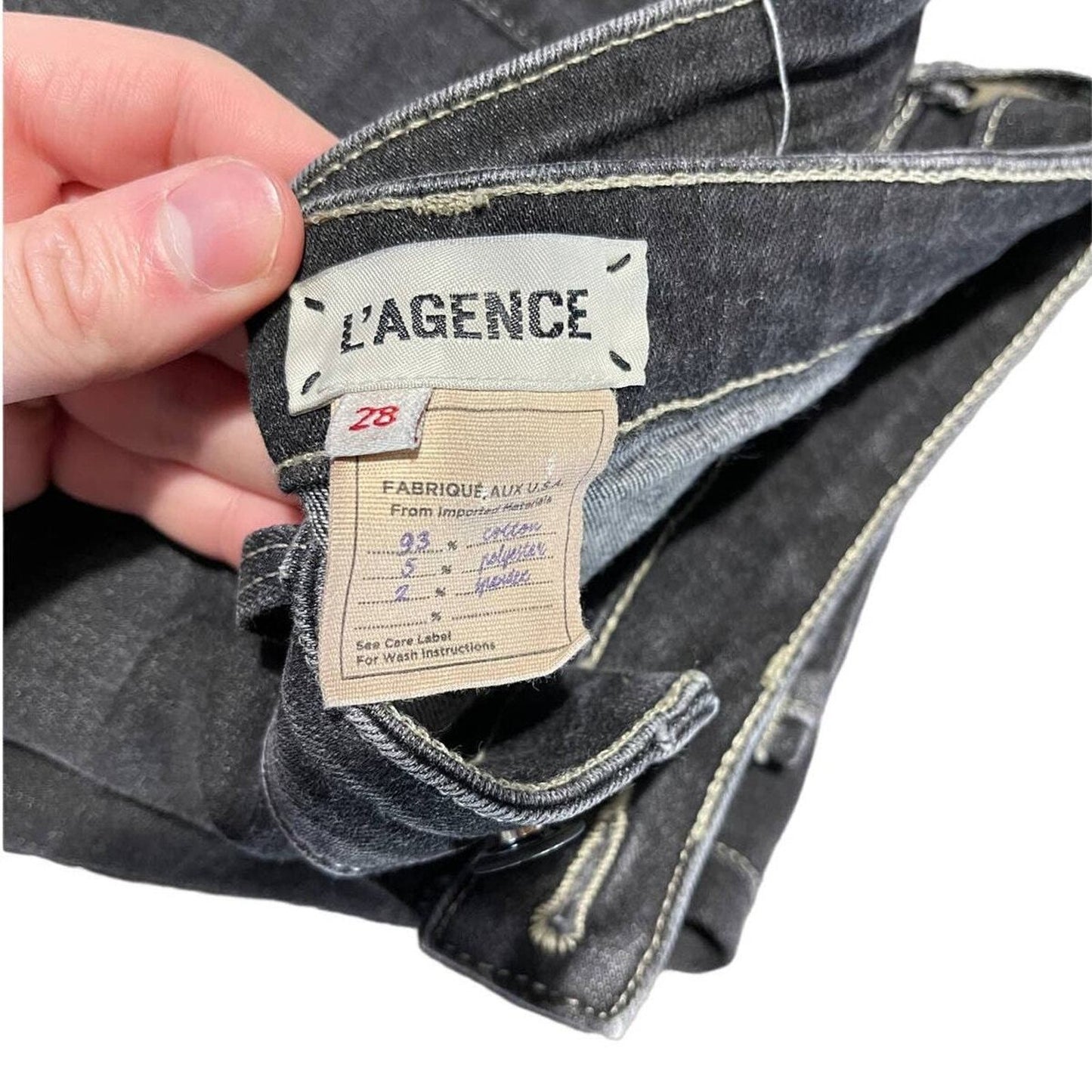 L'Agence Margot High Rise Skinny Faded Carbon 5 Pocket Jeans Size 28