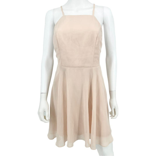 LULUS Dress Women Size Medium Mini Letter Of Love Blush Pink Skater Open Back