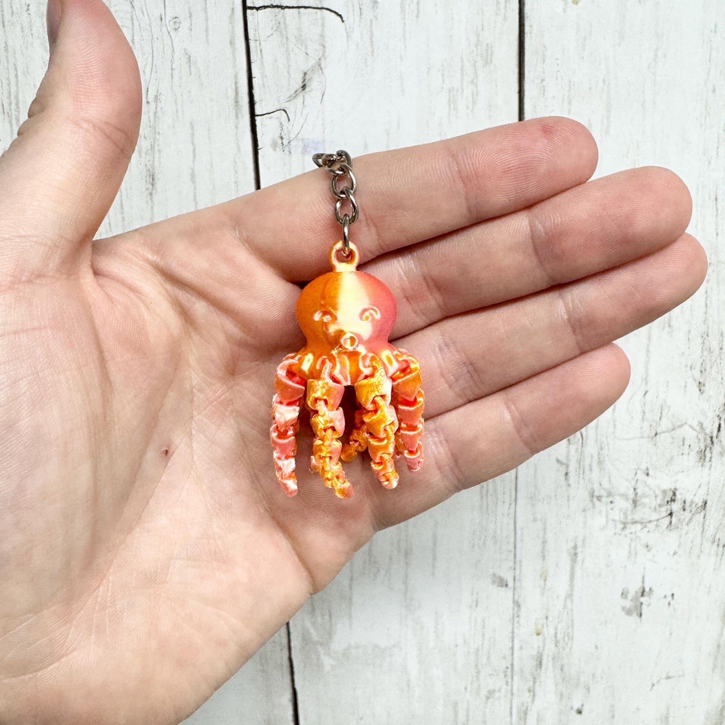 Eradesant 3D Printed Pink/Orange Octopus Keychain Unique Design Orange Colorful Octopus Charm Animal Key Accessory Practical & Fun