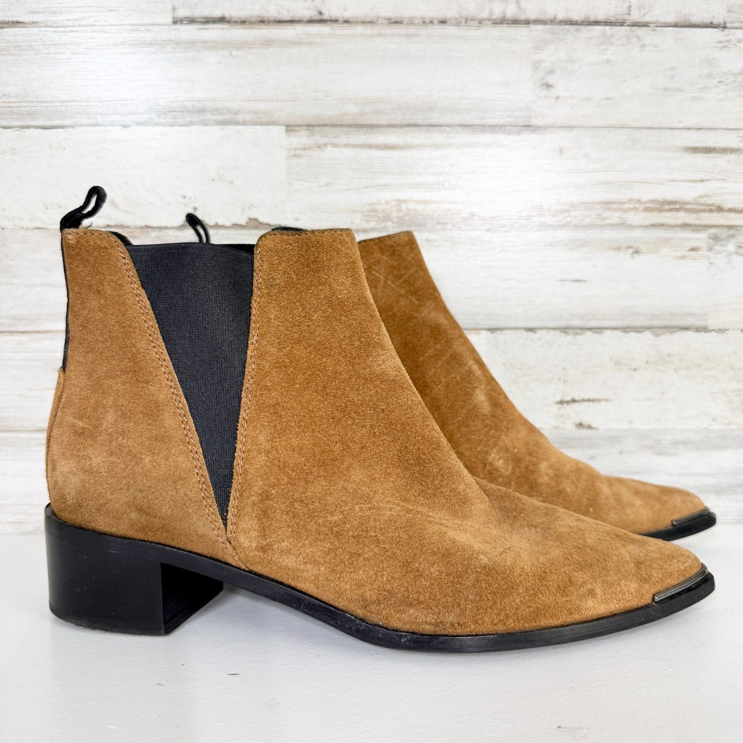 Acne Studios Boot Women Size 37 Jensen Metal-Tip Point Toe Suede Western Booties