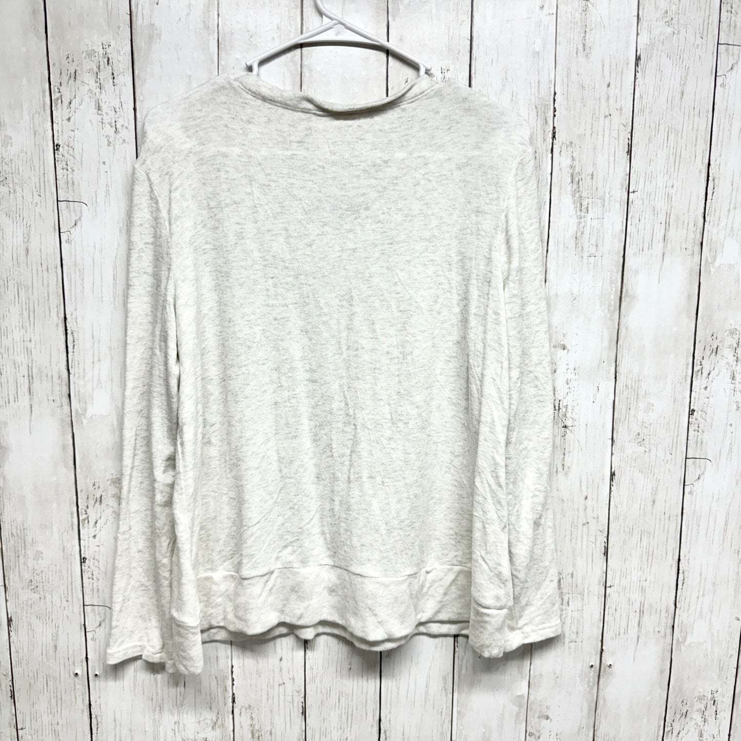 La Crera Sweater Women Size M Off White/ Grey Crewneck Long Sleeve Rayon