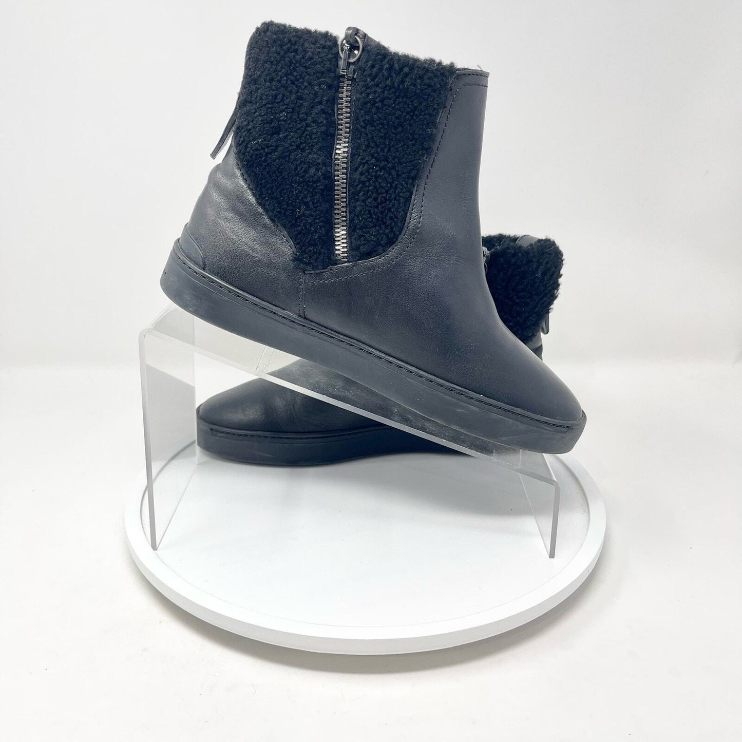 RAG & BONES Boots Women Size 36 / US 5 Shearling Flat Farling Black Zipper Ankle