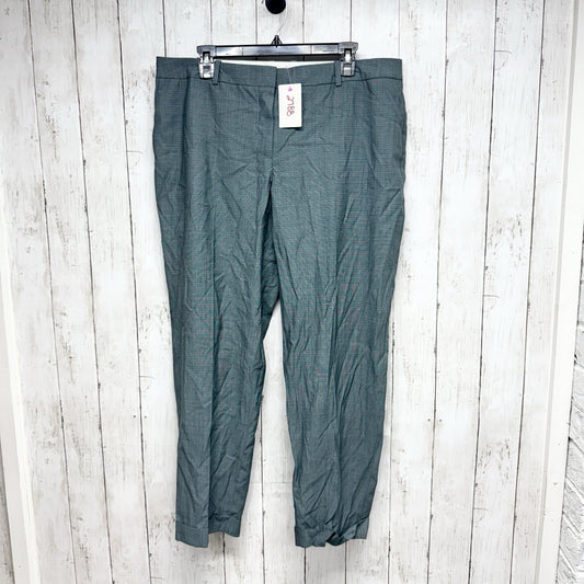 Boss Pant Men Size 12 Green Gingham Tapered Straight Trousers Dress Pants Cuffed