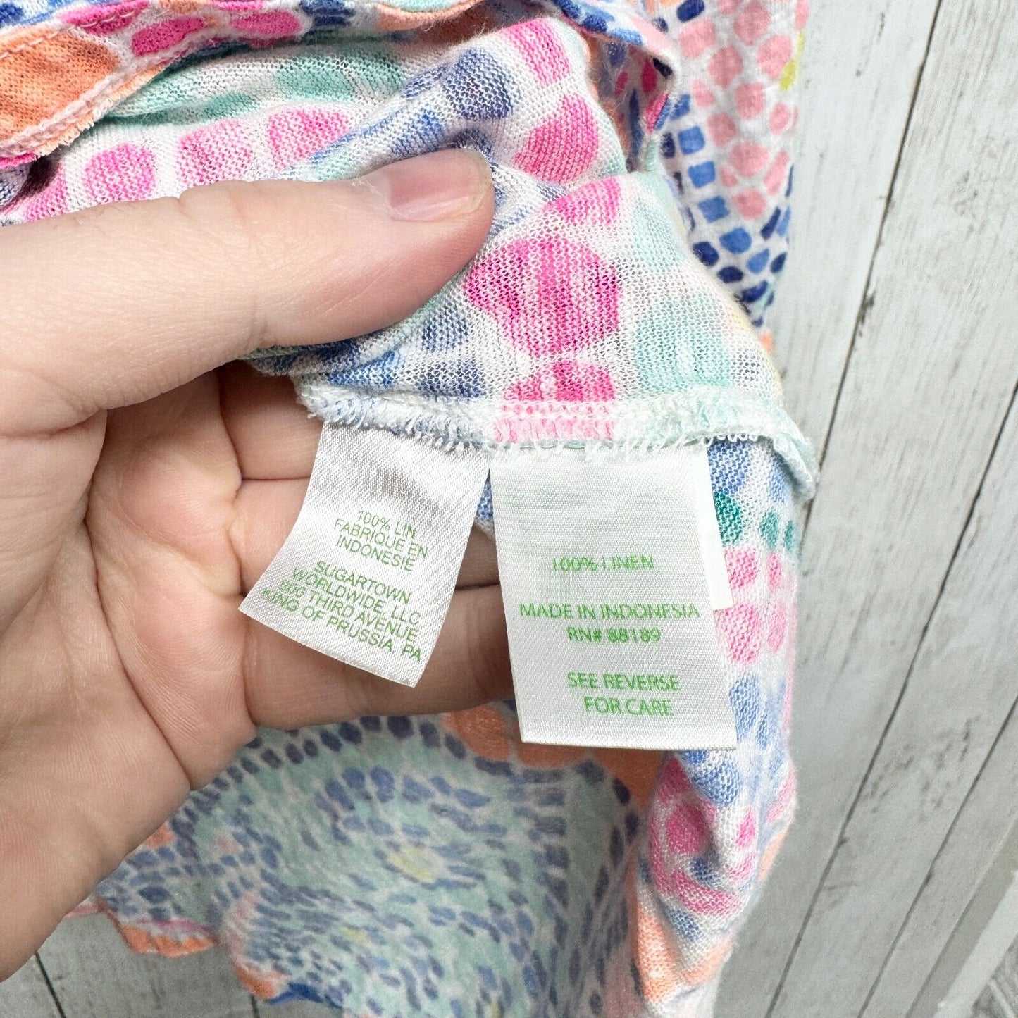 LILLY PULITZER Women's Size Small 100% Linen Tropical Pink Floral Long Sleeve