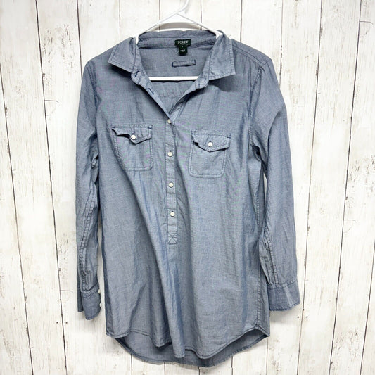 J. Crew Women's S Chambray Long Sleeves Light Denim Chambray Tunic Shirt Blue