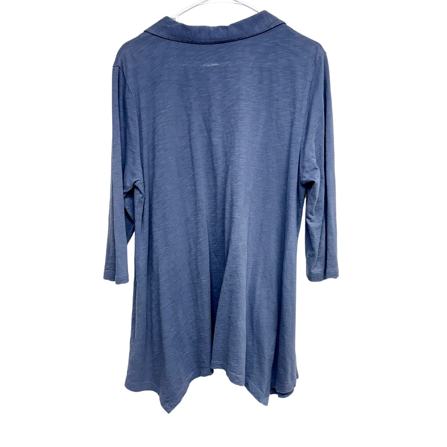 SOFT SURROUNDINGS Danielle Button Top Slub Knit Jersey Shirt Gray Blue Size L