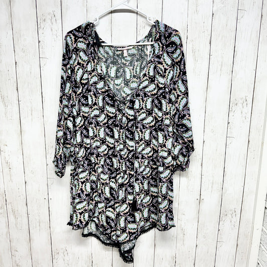 Victoria Secret Romper Women Size XL Boho Long Sleeve Beachy Coverup Paisley