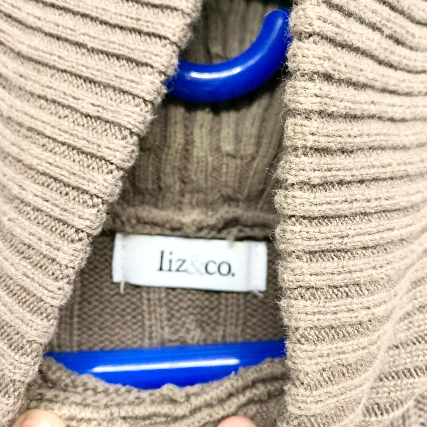 Liz & Co Sweater Women Chest 31" Medium Brown Turtleneck Cable Knit Long Sleeve