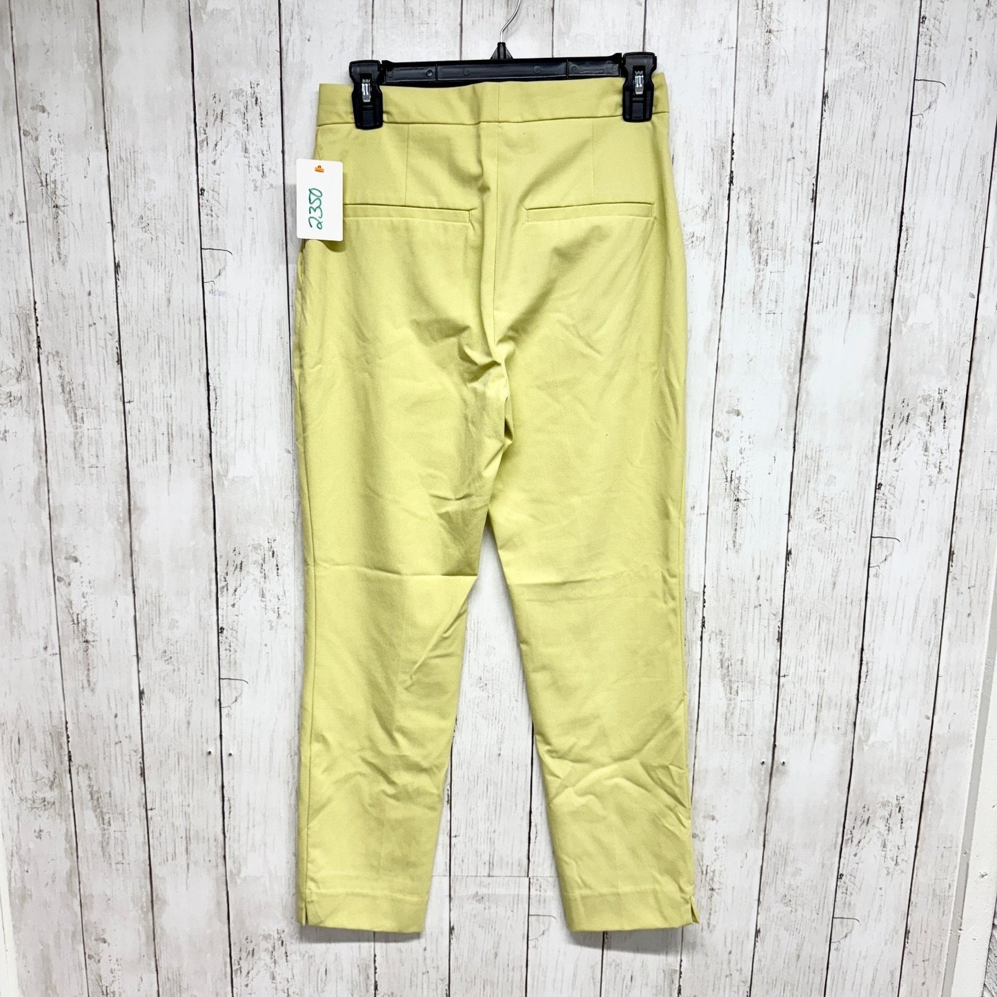 Zara Pants Women Size 2 Pale Matte Yellow Tapered Straight Pants Zip Fly Pockets