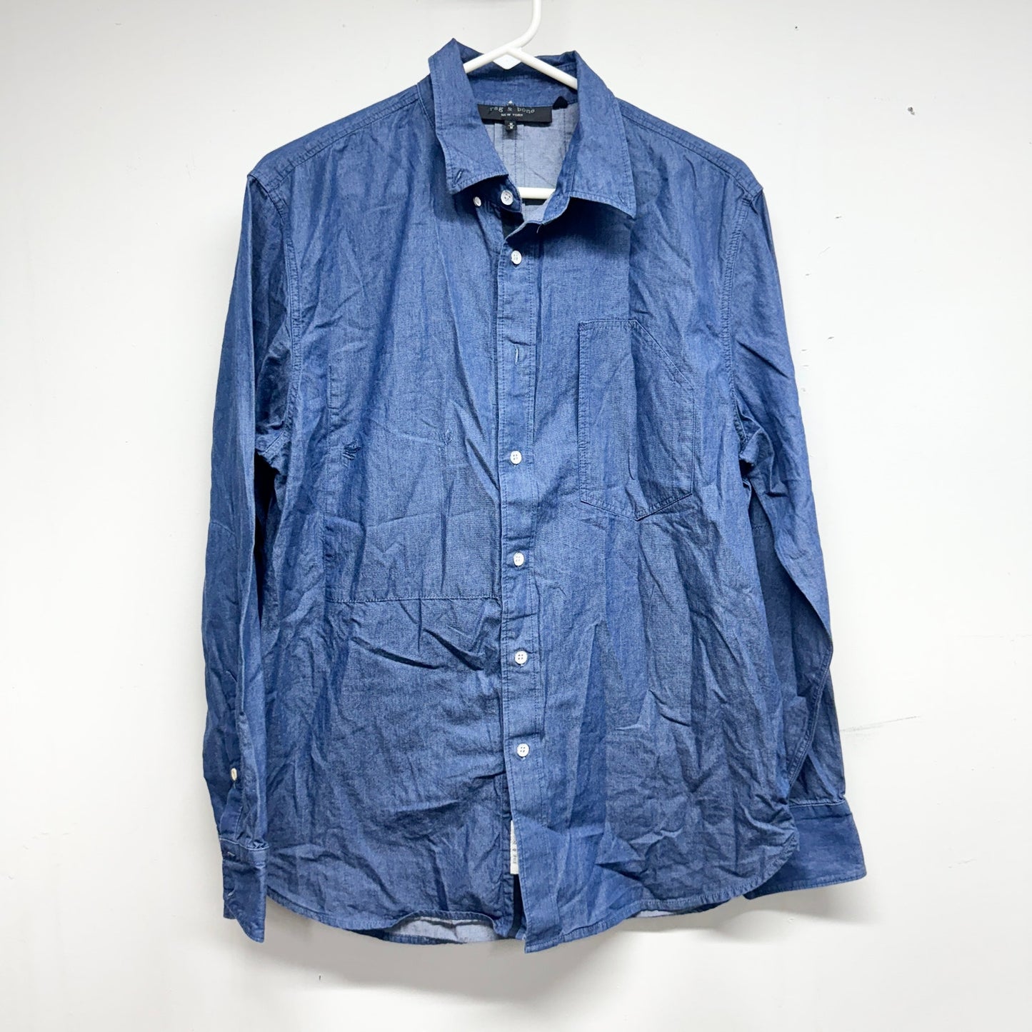 Rag & Bone Mens Denim Blue Long Sleeve Button Down Shirt Size Medium