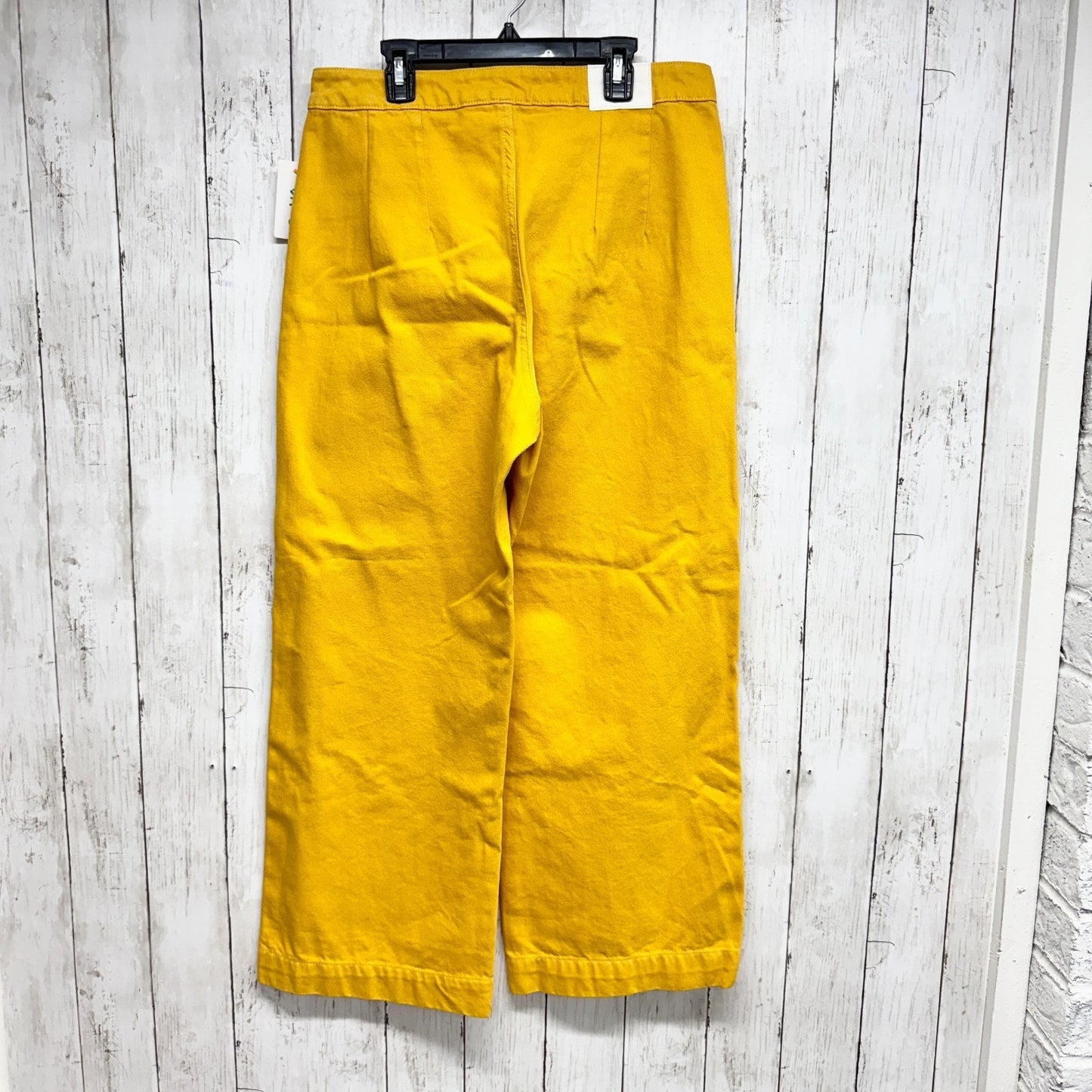 Weekday Pants Women Size 42 Vida Denim Trouser Yellow High Rise Zip Fly Pockets