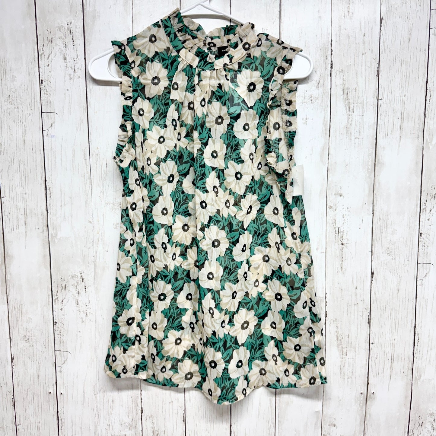 Who What Wear Dress Women Size Small Floral Mock Neck Sleeveless Mini Ruffle