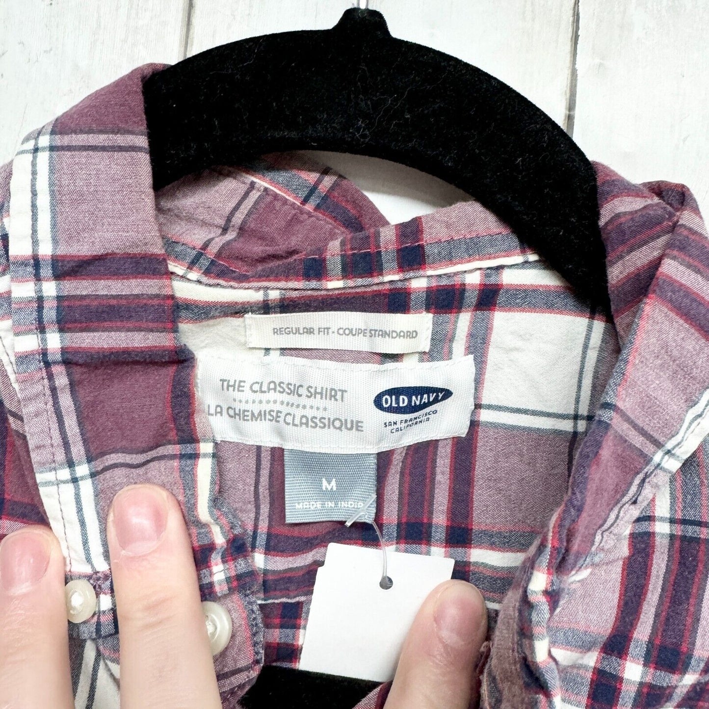 OLD NAVY Button Down Men M Plaid Long Sleeve Collared Cotton Fall Lumberjack