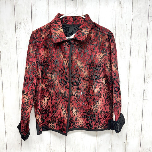 Christopher & Banks Women's Size L Animal Red/Black Button Front Blazer/Jacket