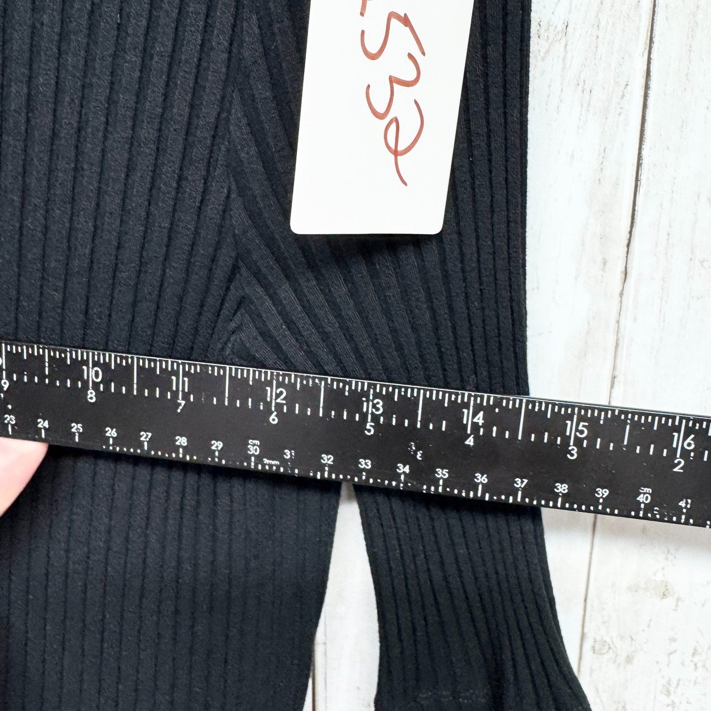 3x1 NYC Sweater Women Size Medium Black Ribbed Crewneck Half Sleeve Button Front