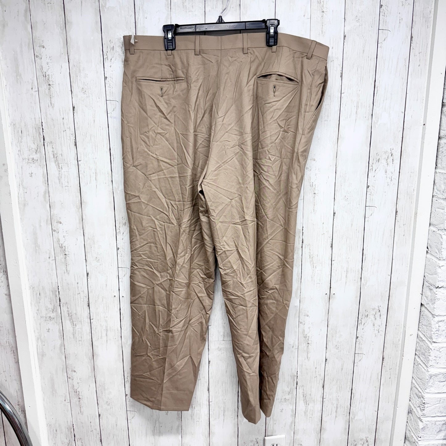 Vintage Hart Schaffner Marx Pants Men Beige Button Over Trousers Pockets 41X30
