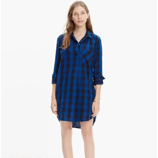MADEWELL Women Latitude Shirtdress in Buffalo Check Plaid Size Small