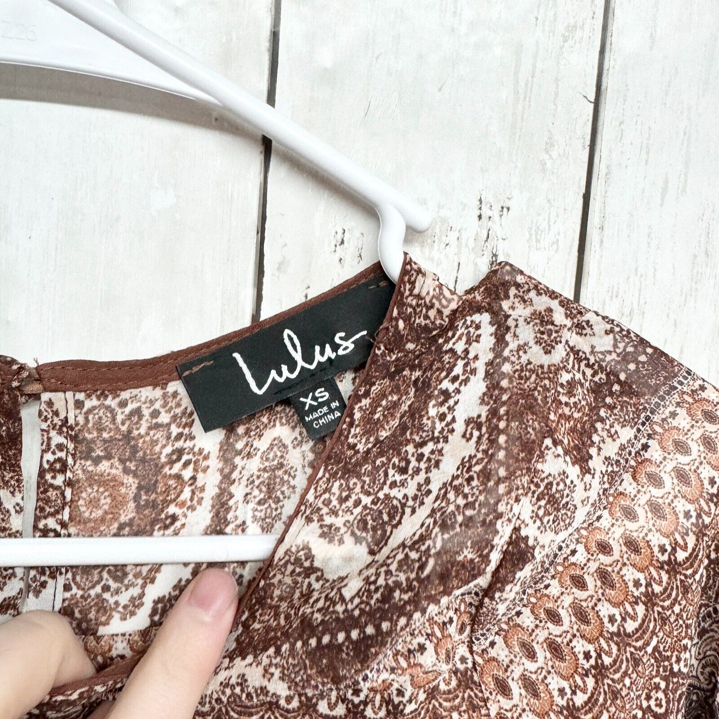 Lulus Bodysuit Women Size XS Brown Boho Tribal Long Sleeve Cuffed Crewneck