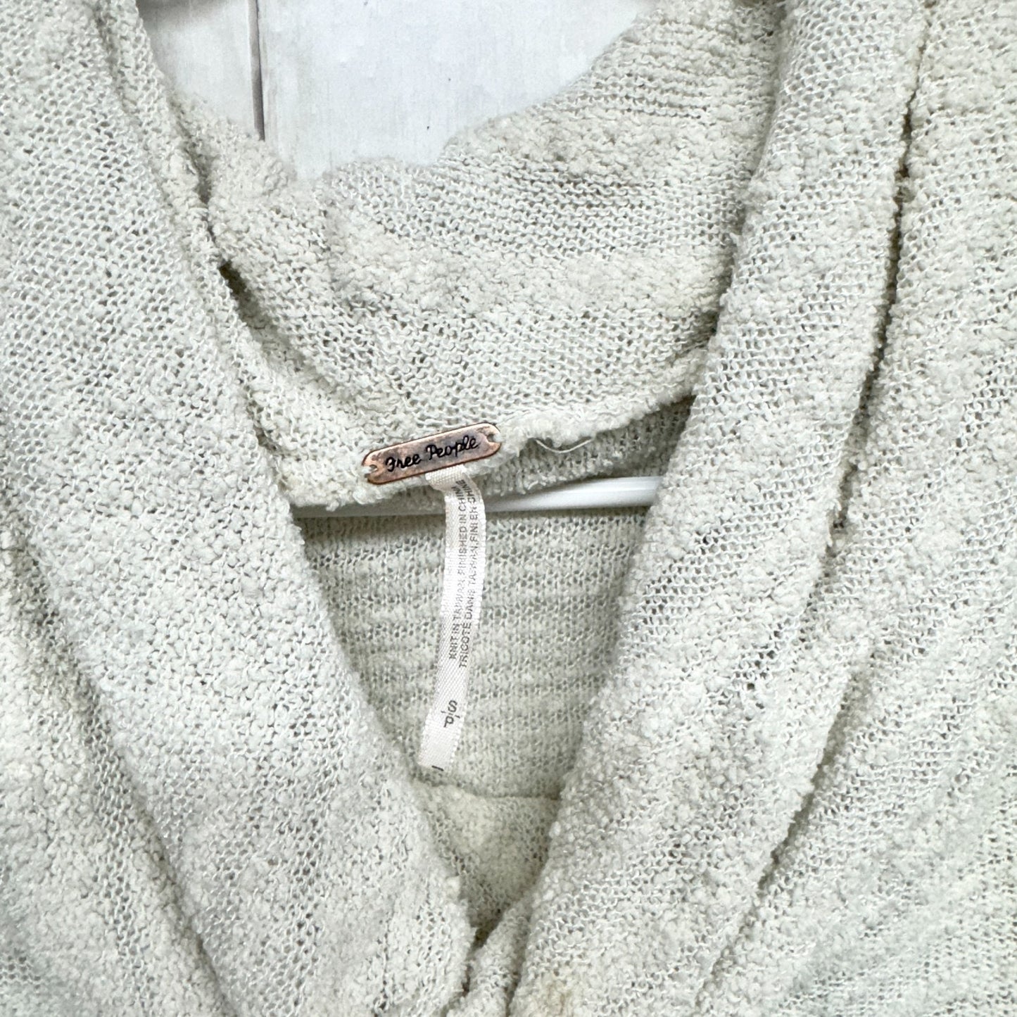 Free People Sweater Women Size Small Ivory Cowl Neck Long Sleeve Blouse Boho